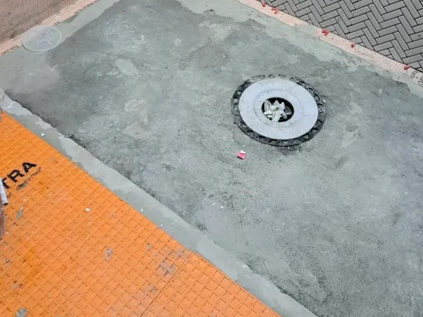 DITRA uncoupling membrane laid over a concrete slab