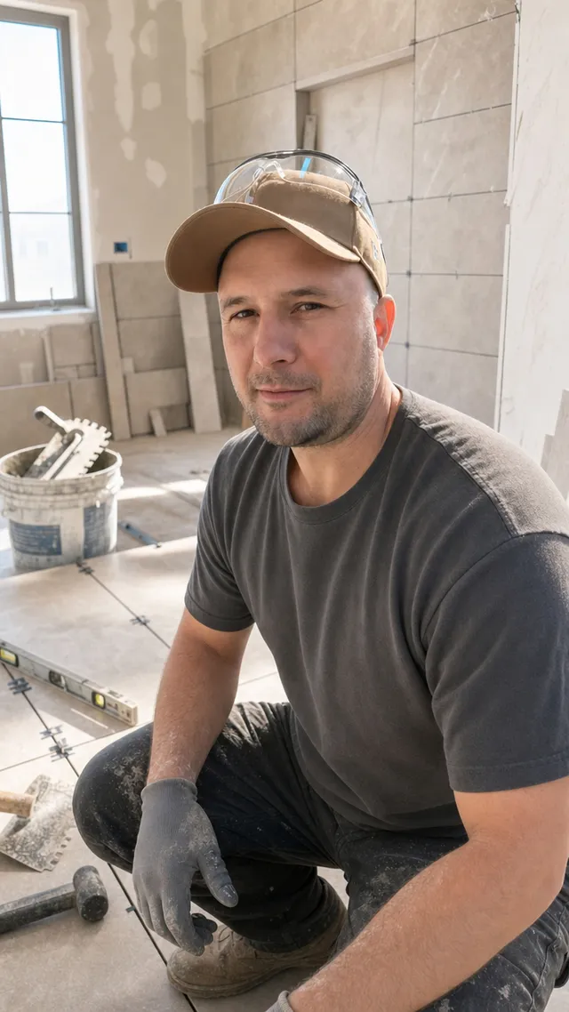 The VitalTile & Stone installation crew on a Calgary job site
